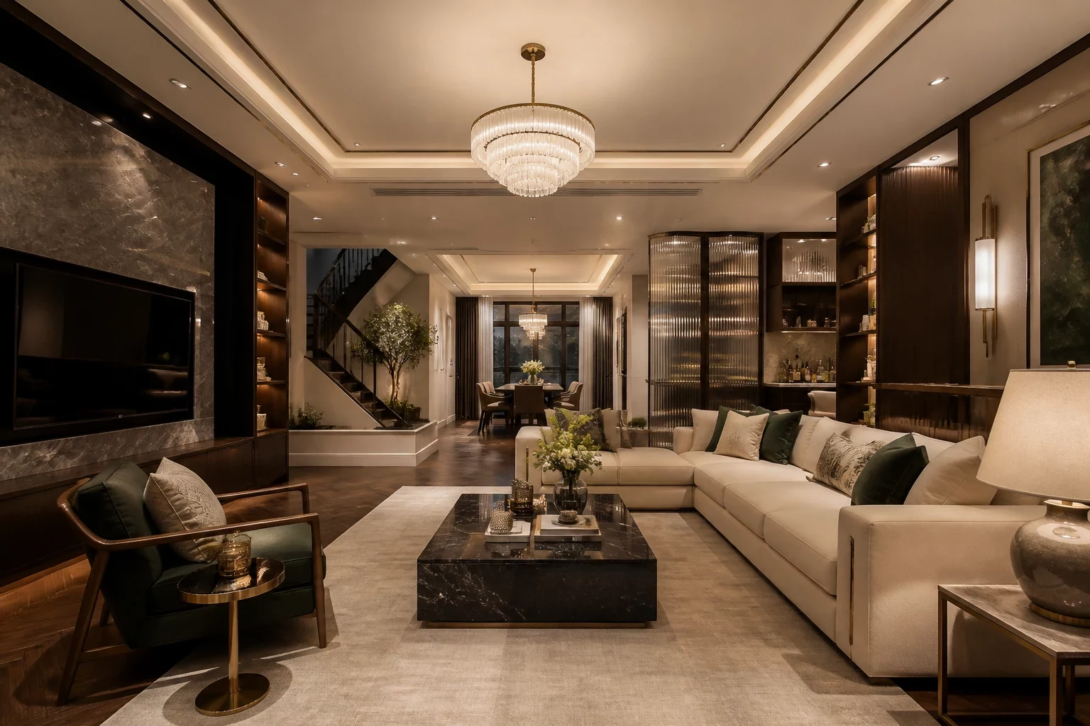 Mẫu nội thất phòng khách 30m2 hiện đại tại TP.HCM
