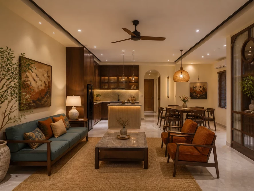 Vật liệu thông minh nội thất phòng khách 30m2