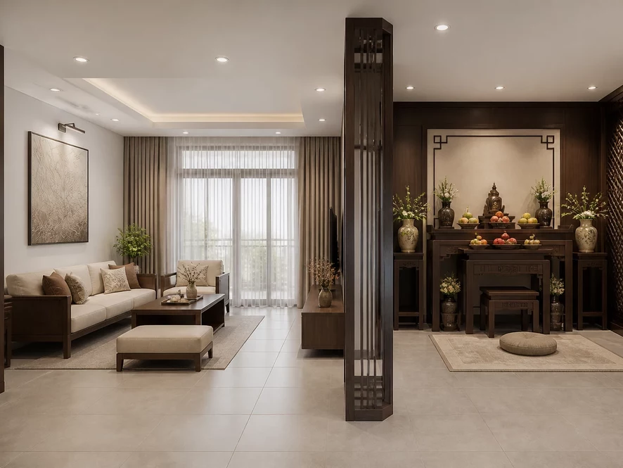 Thiết kế ban công xanh mát thoải mái cho nội thất phòng khách 40m2