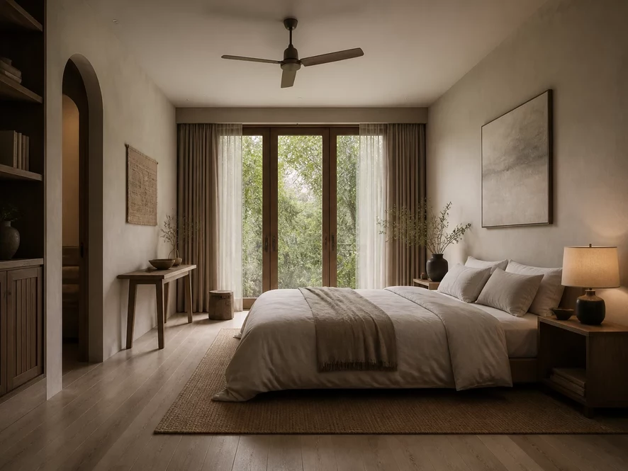 Không gian nội thất phòng ngủ 12m2 hiện đại và thoáng đãng