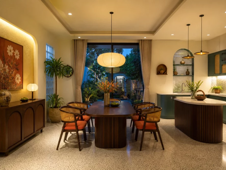 Mẫu nội thất phòng ngủ 12m2 tích hợp khu vực bếp