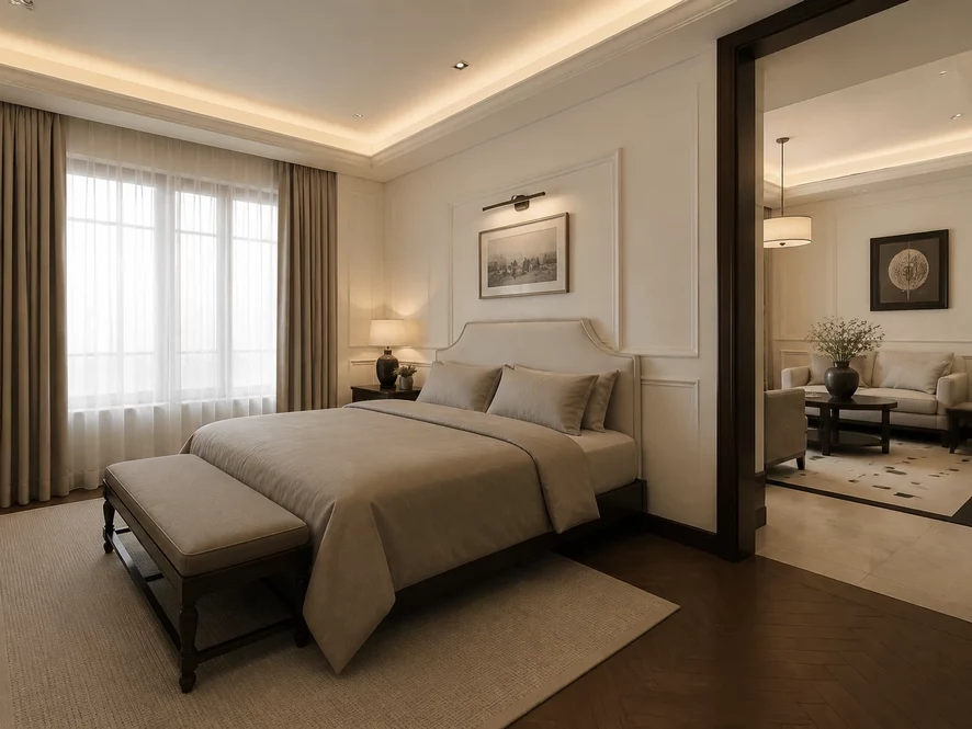 Bố trí phong cách tối giản cho nội thất phòng ngủ 15m2