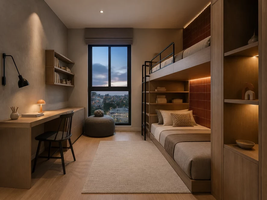 Mẫu nội thất phong cách công nghiệp cho phòng ngủ 15m2