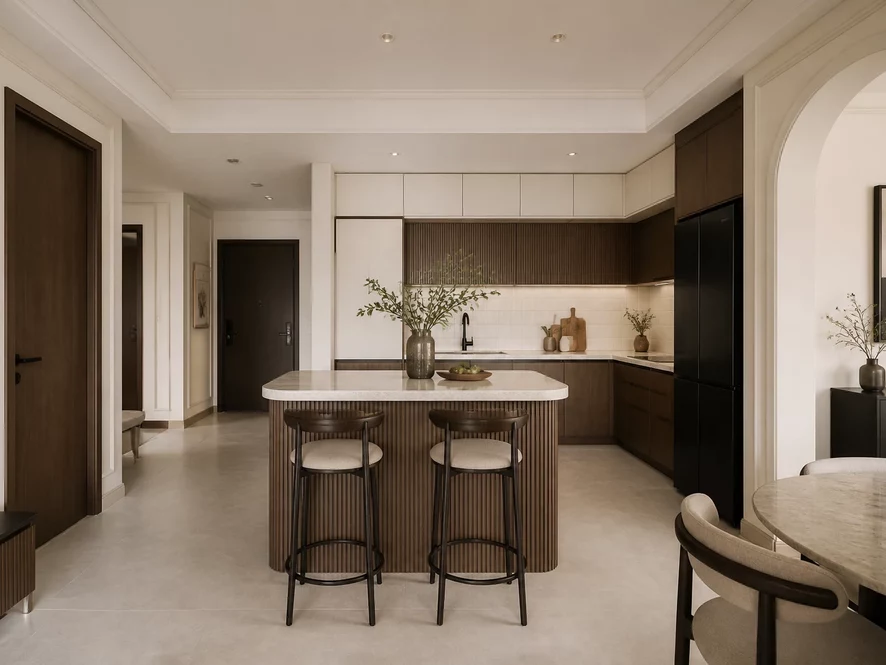 Thiết kế phòng bếp nhỏ tích hợp cho nội thất phòng ngủ 15m2