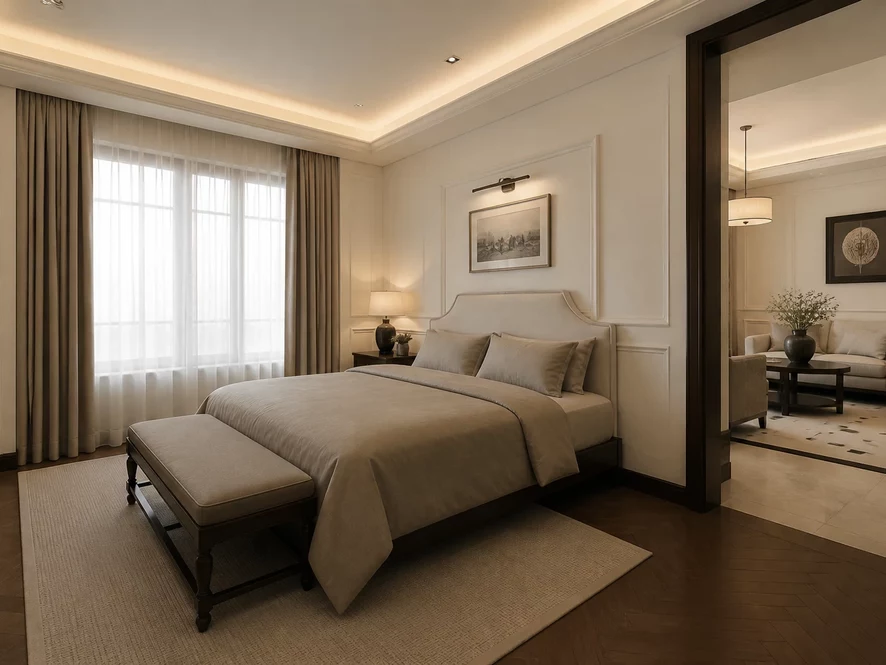 khu vực tiếp khách trong nội thất phòng ngủ 20m2