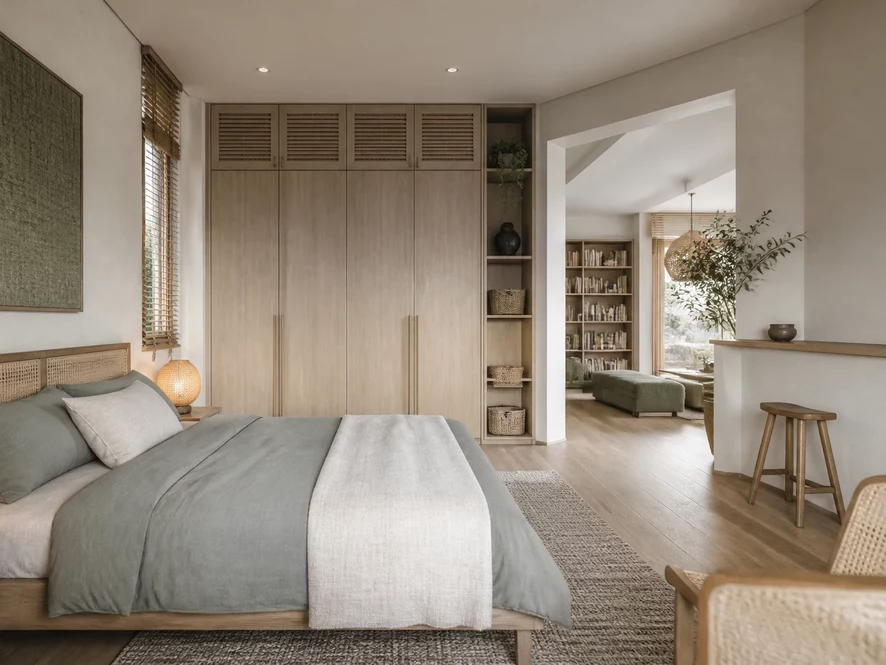 nội thất phòng ngủ 20m2 phong cách scandinavian Bắc Âu