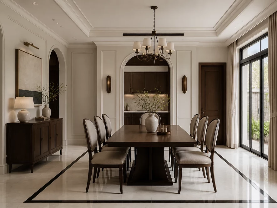 nội thất phòng ngủ 20m2 phong cách tân cổ điển sang trọng