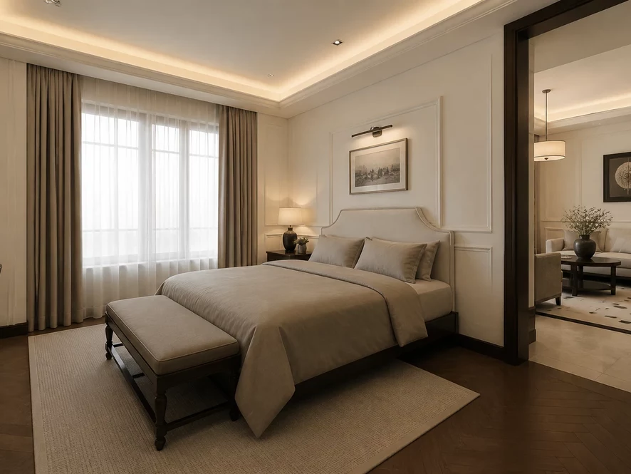 Bố trí khu vực phòng khách linh hoạt trong nội thất phòng ngủ 25m2