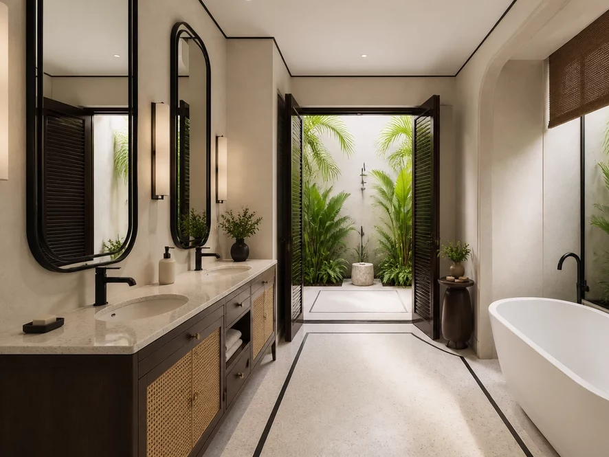 Thiết kế phòng tắm khép kín đẹp cho nội thất phòng ngủ 25m2