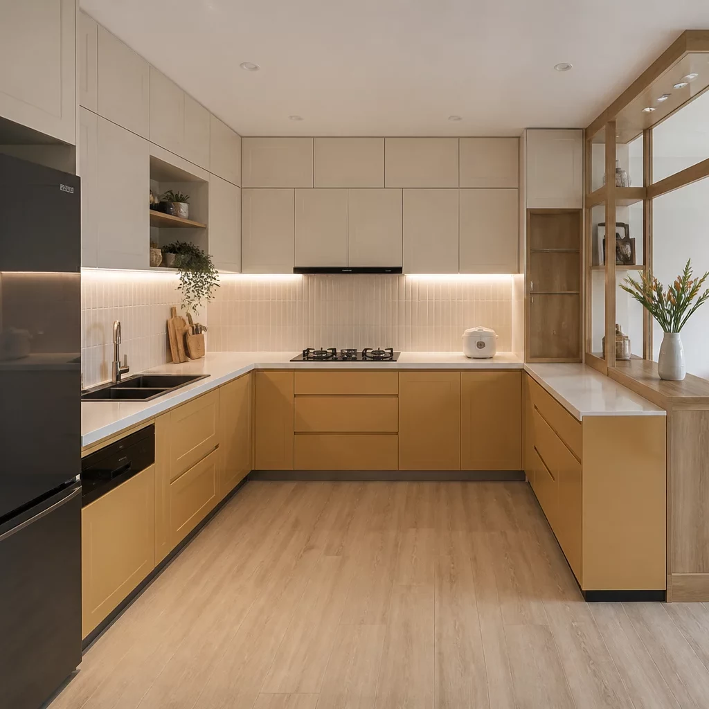 Thiết kế nội thất chung cư với phòng bếp hiện đại đẳng cấp