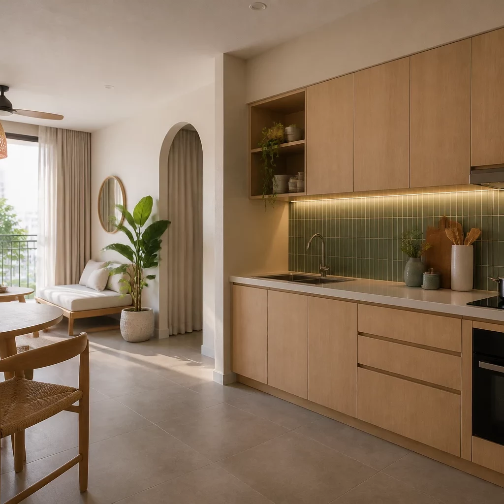 Phòng bếp hiện đại đẹp phong cách Scandinavian tối giản