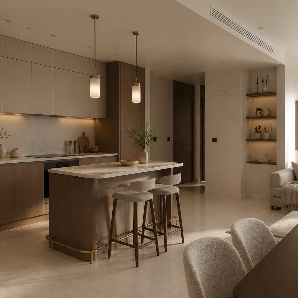Nội thất phòng bếp hiện đại cho không gian nhỏ sang trọng