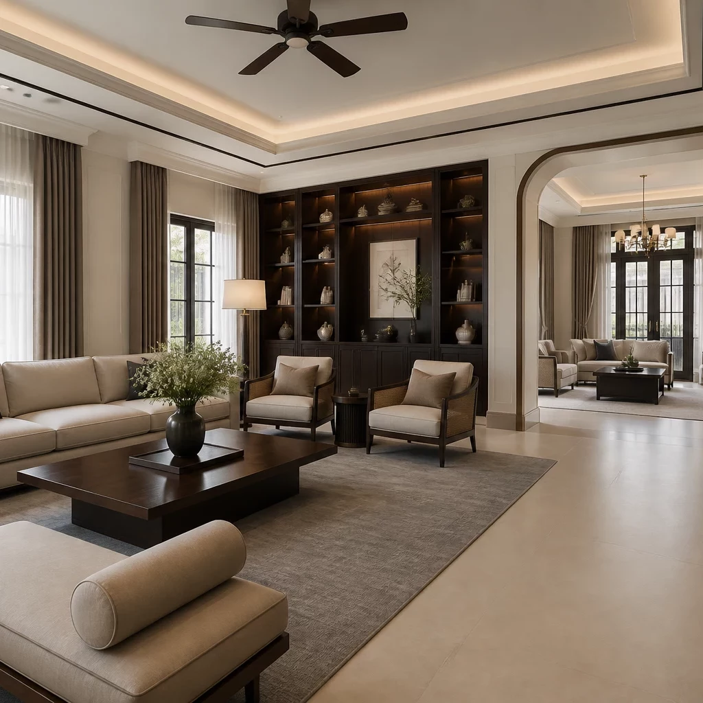 Nội thất phòng khách biệt thự tân cổ điển đẳng cấp