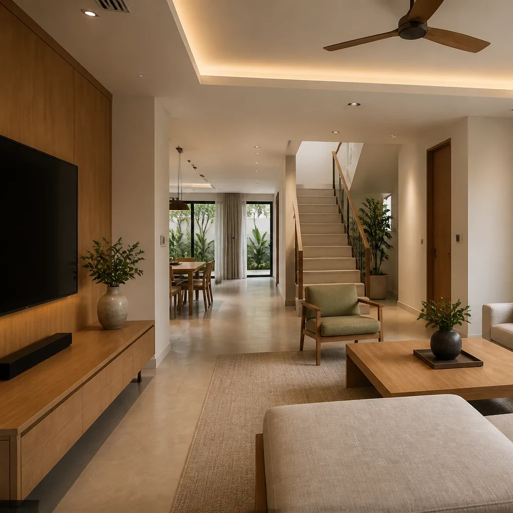 Thiết kế phòng khách biệt thự cổ điển với tranh nghệ thuật