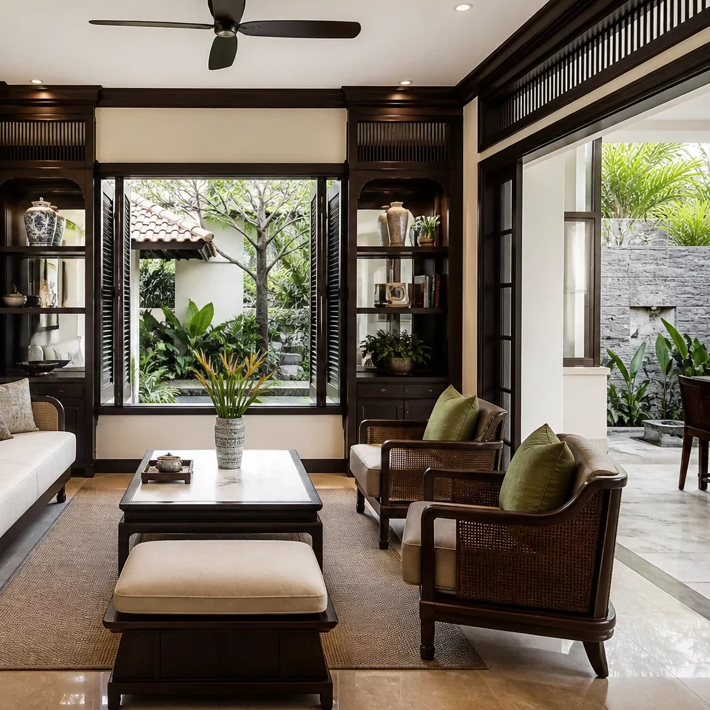 Khảo sát thiết kế phòng khách biệt thự Indochine