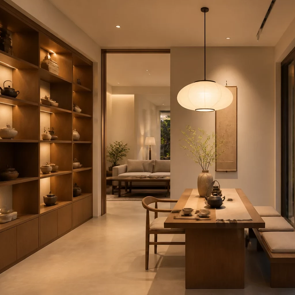 Thi công phòng khách biệt thự view sân vườn