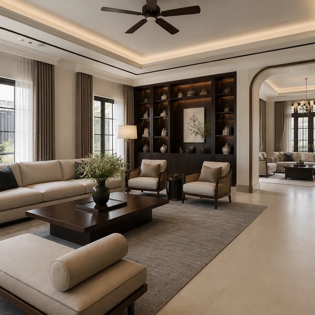 Phòng khách hiện đại đơn giản tiết kiệm chi phí