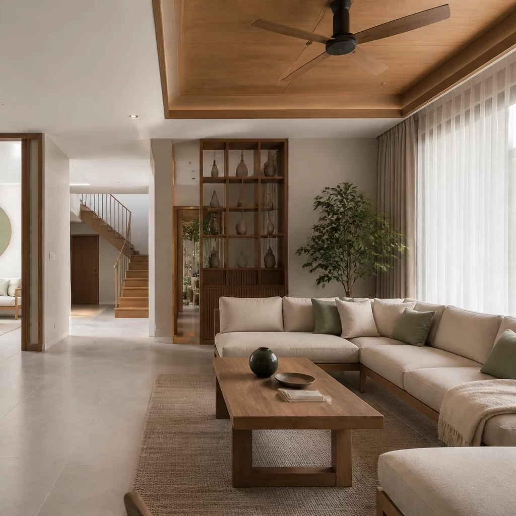 Phòng khách đẹp hiện đại đơn giản phong cách Japandi