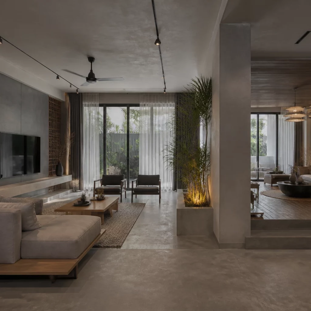 Vật liệu công nghiệp cho phòng khách đẹp hiện đại đơn giản