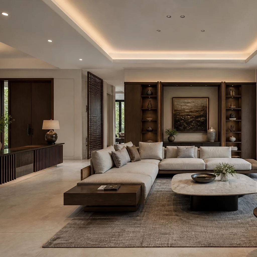 Thiết kế phòng khách nhà cấp 4 phong cách Luxury sang trọng