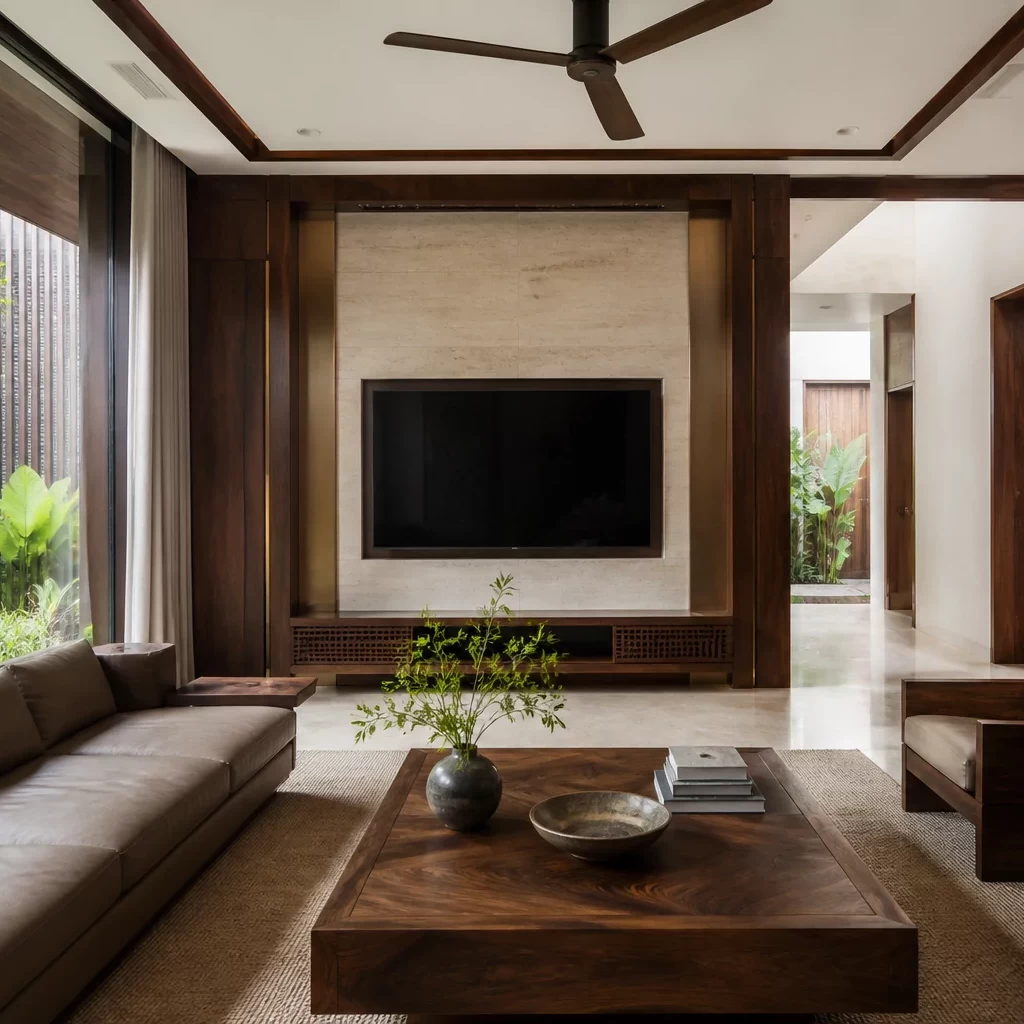 Thiết kế phòng khách nhà cấp 4 hiện đại với sofa sang trọng