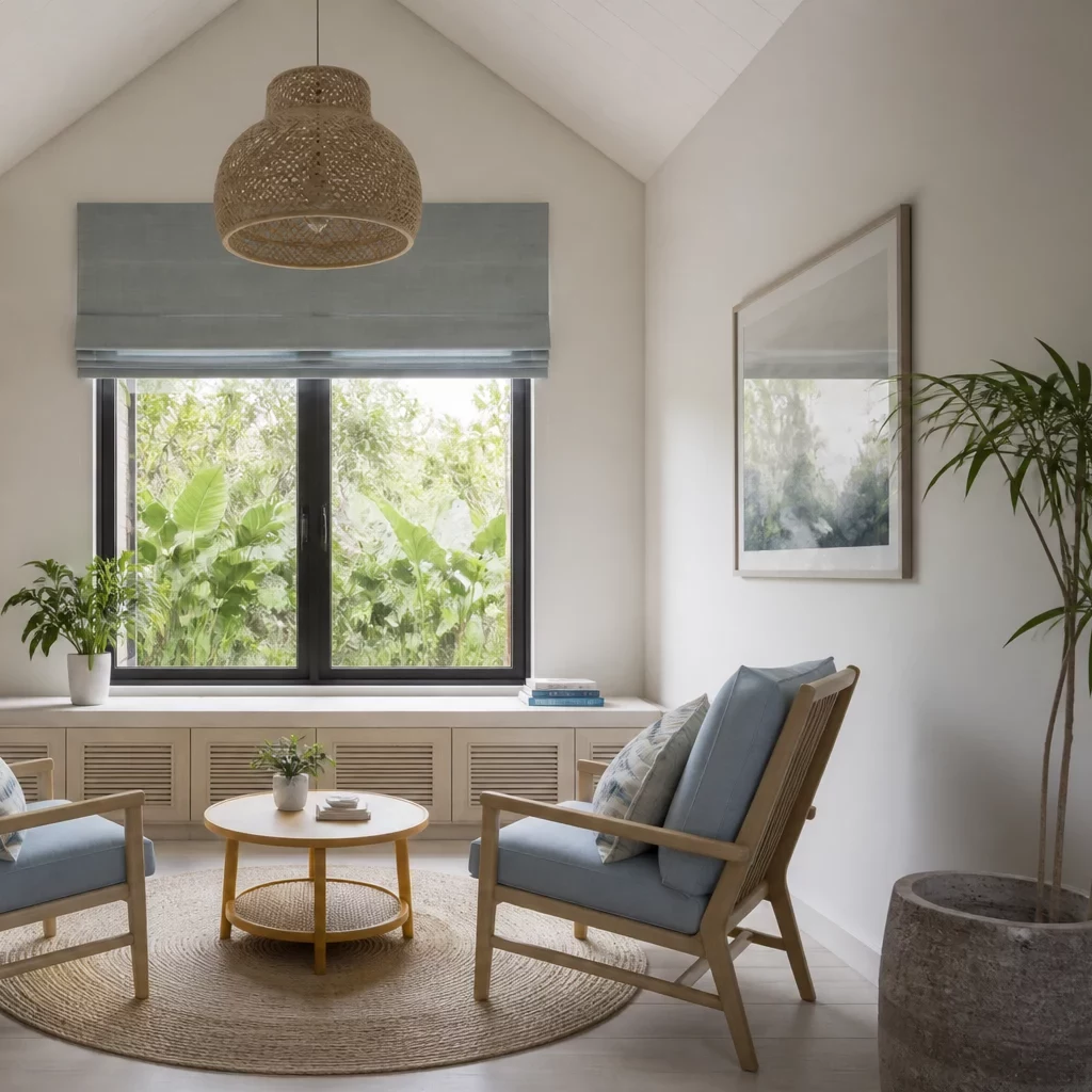 Mẫu phòng khách nhà cấp 4 phong cách Scandinavian với tranh nghệ thuật độc đáo