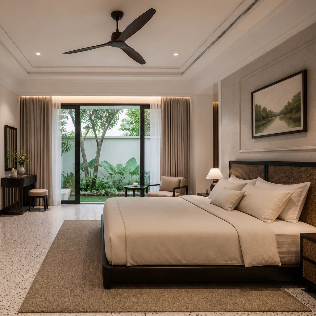 Sự kết hợp giữa phòng khách và phòng ngủ trong nhà cấp 4 hiện đại