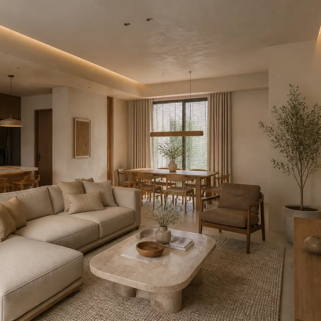 Mẫu phòng khách nhà ống hiện đại liên thông