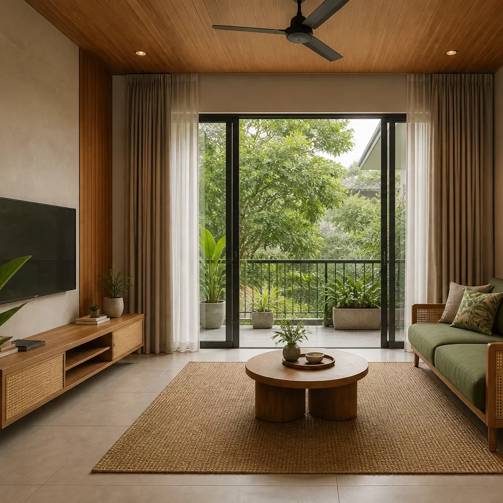 Nội thất phòng khách nhà ống phong cách cổ điển với tranh nghệ thuật