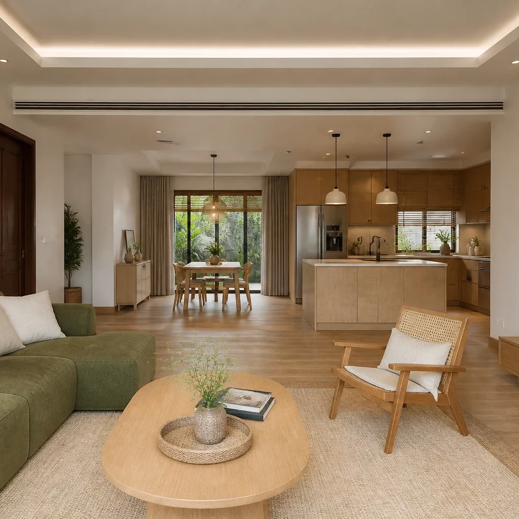 Thiết kế phòng khách nhỏ tối giản liền kề ban công