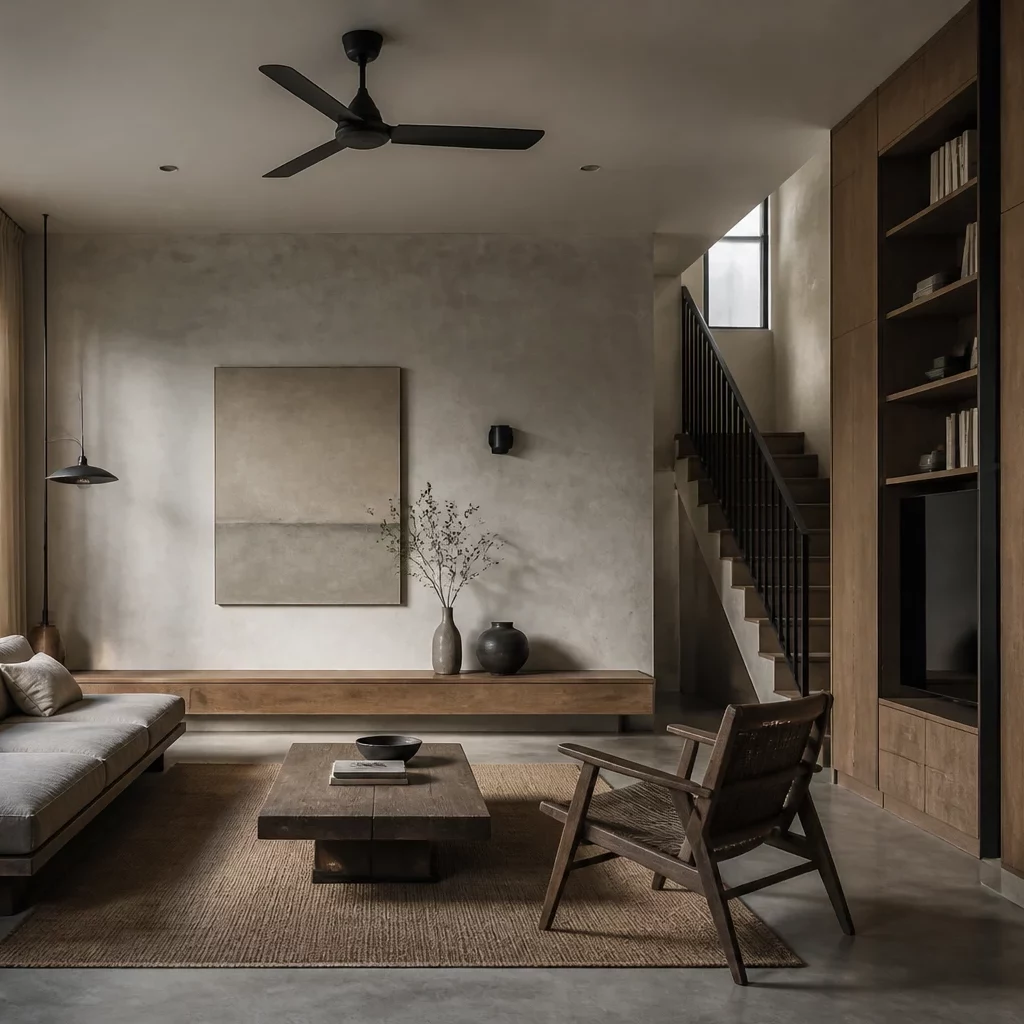 Phòng khách nhỏ phong cách tối giản Minimalism tiết kiệm diện tích