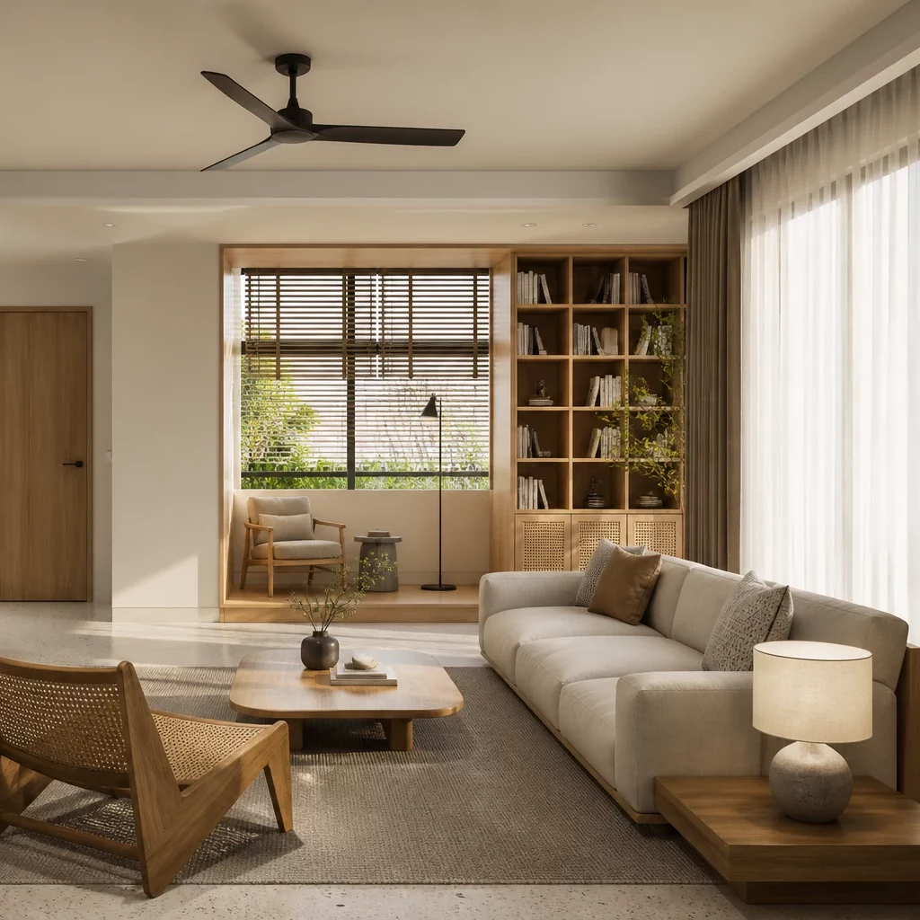 Mẫu phòng khách nhỏ đẹp phong cách Tropical