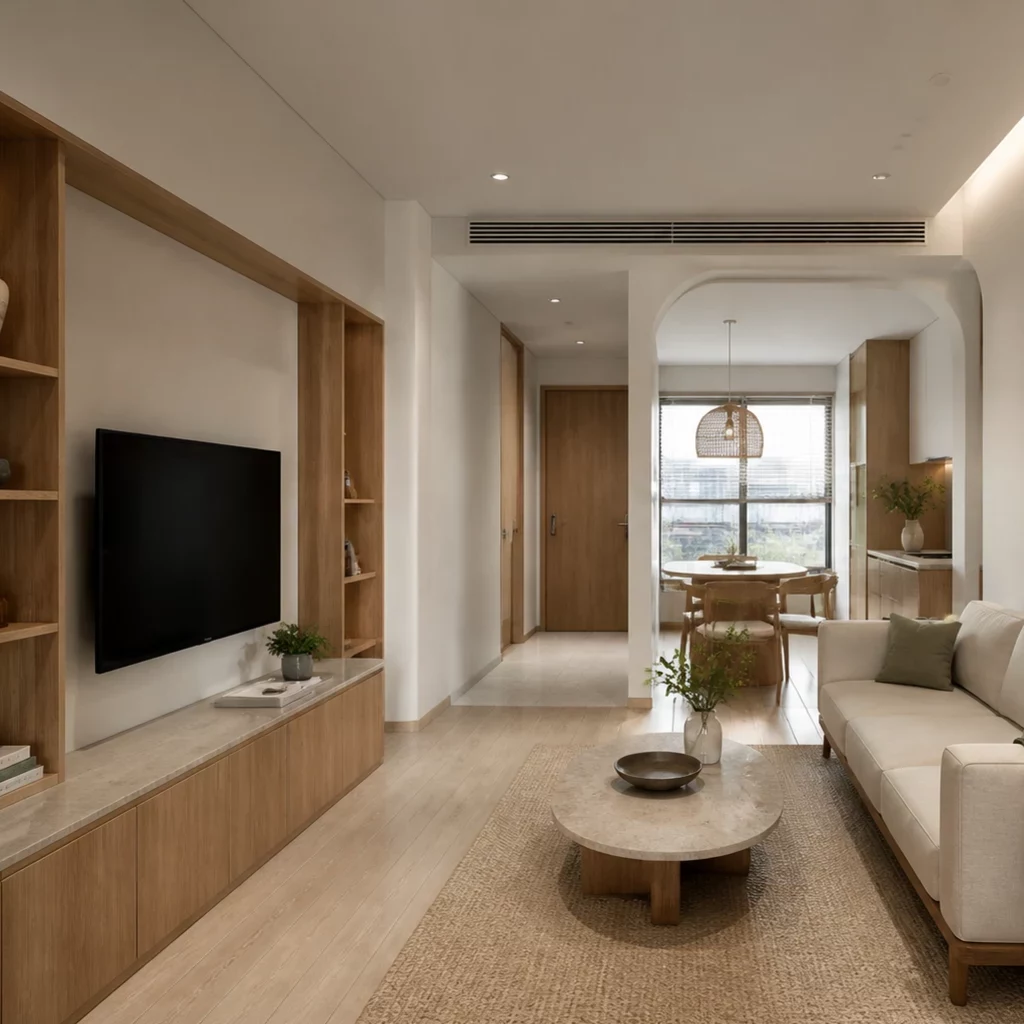 Phòng khách nhỏ tối giản hiện đại