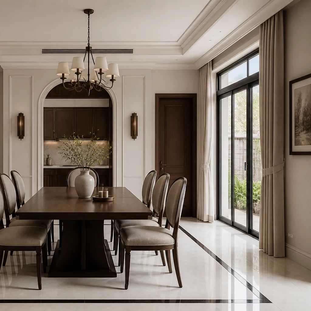 Chi tiết trang trí phòng khách tân cổ điển sang trọng