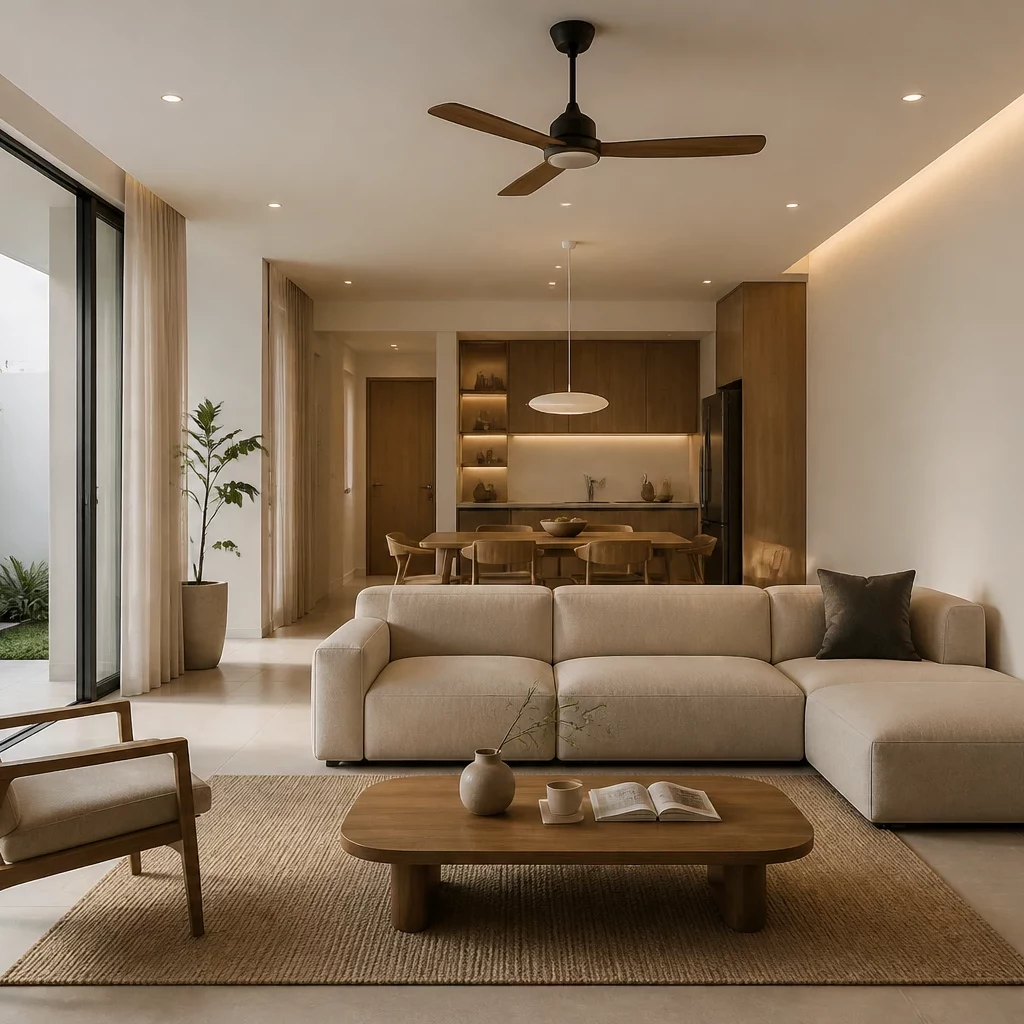 Thiết kế nội thất phòng khách tân cổ điển tối giản