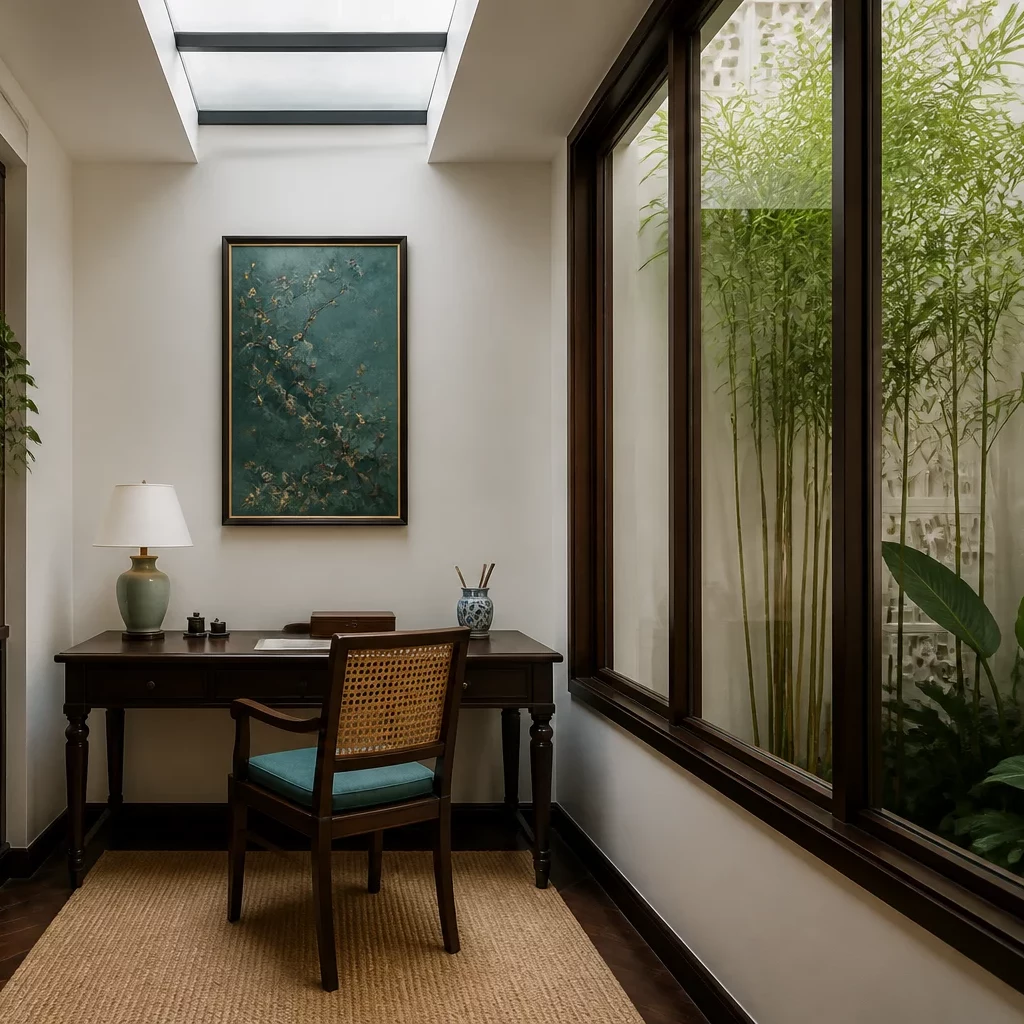 Thiết kế nội thất phòng ngủ kết hợp phòng làm việc tại nhà Indochine