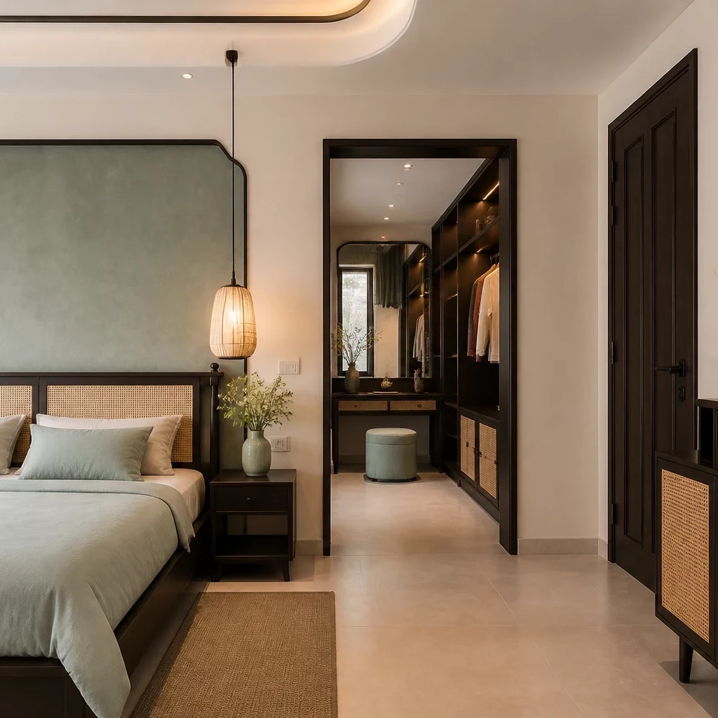Phòng ngủ Indochine với họa tiết tinh xảo
