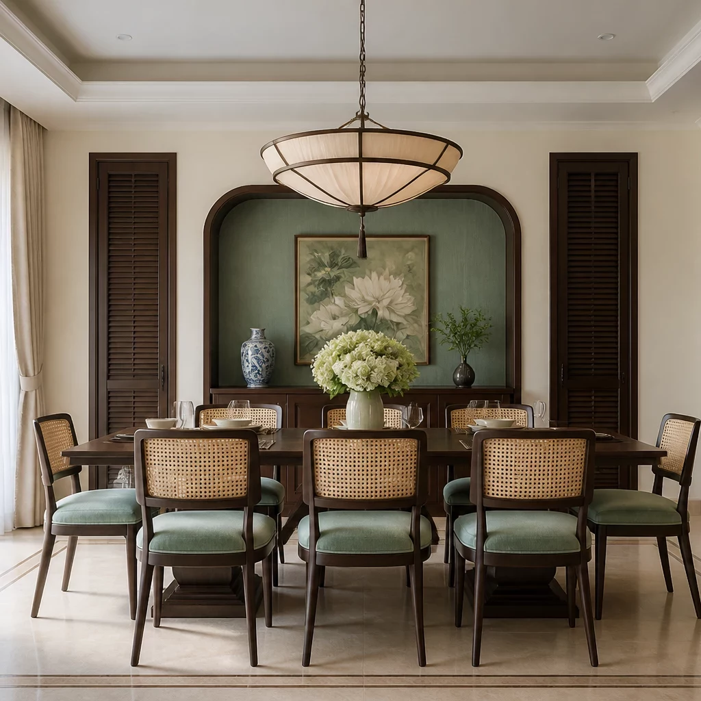 Góc học tập trong phòng ngủ cho bé gái phong cách Indochine