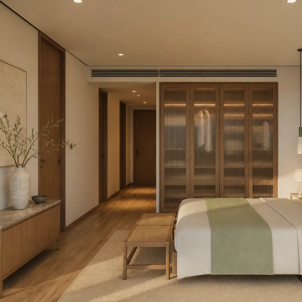 Nội thất Japandi tối giản cho không gian phòng cho 2 bé