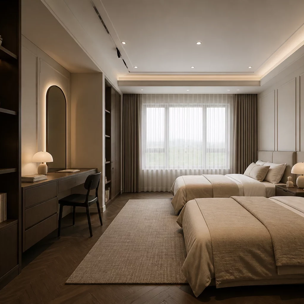 Ban công nối liền phòng ngủ cho 2 bé trai