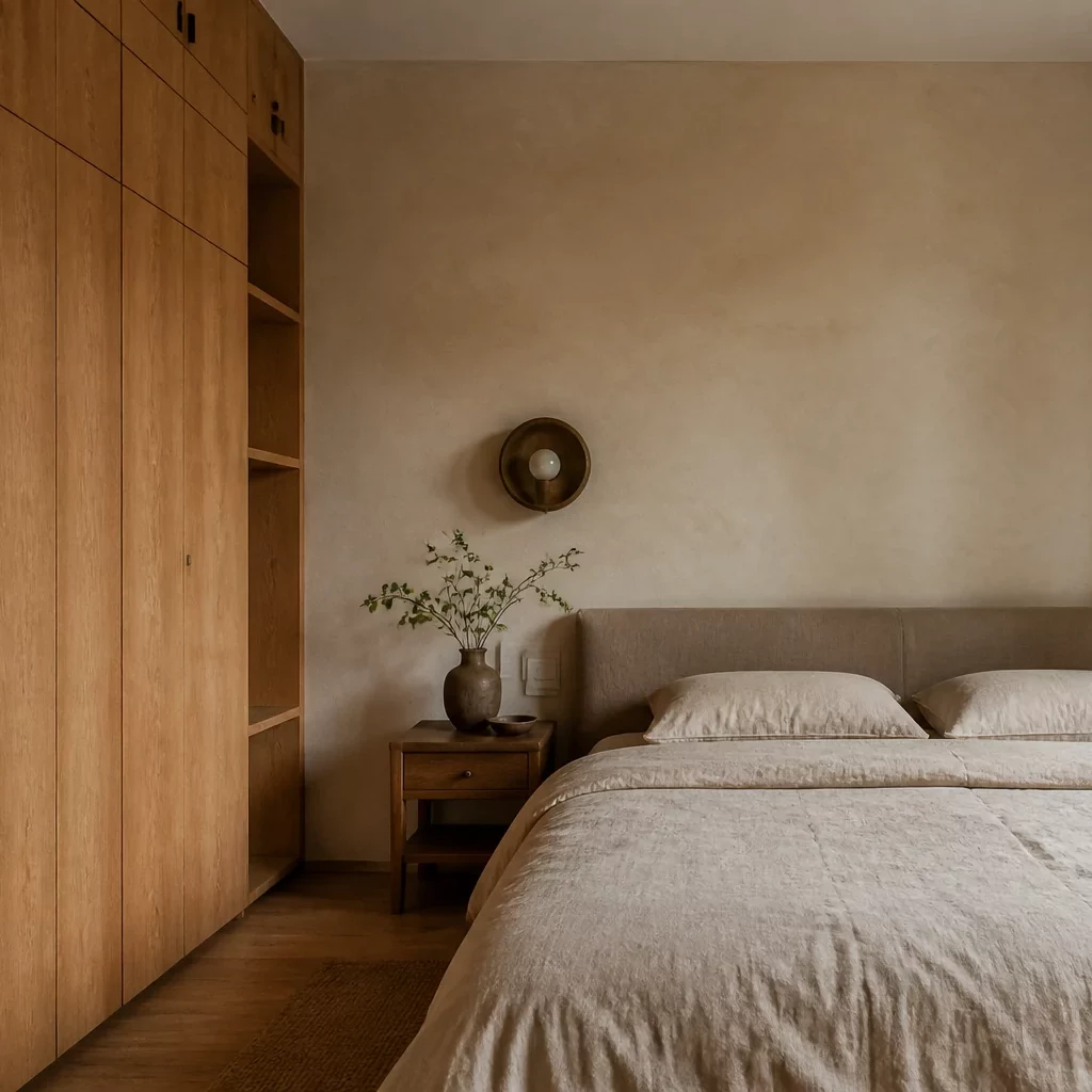 Thiết kế phòng ngủ chung cư phong cách Wabi Sabi