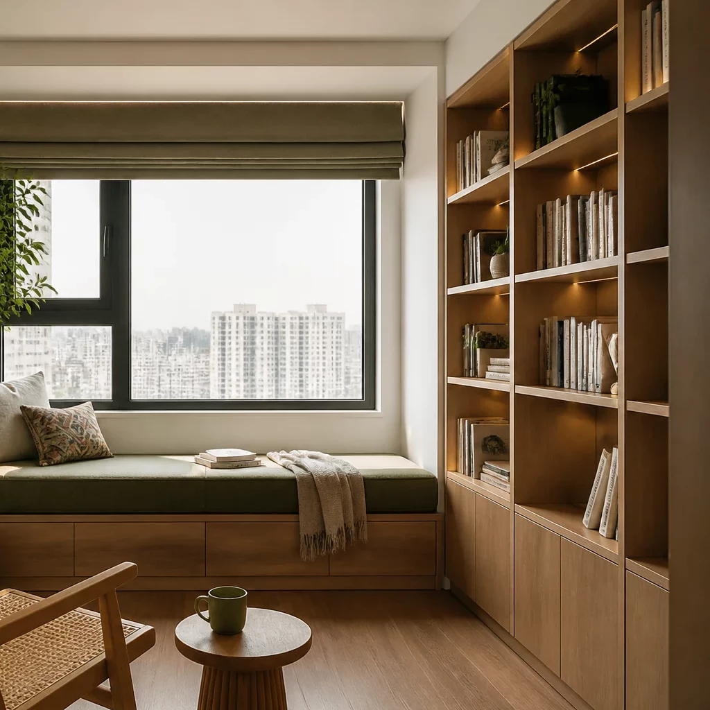Góc đọc sách trong phòng ngủ chung cư đẹp