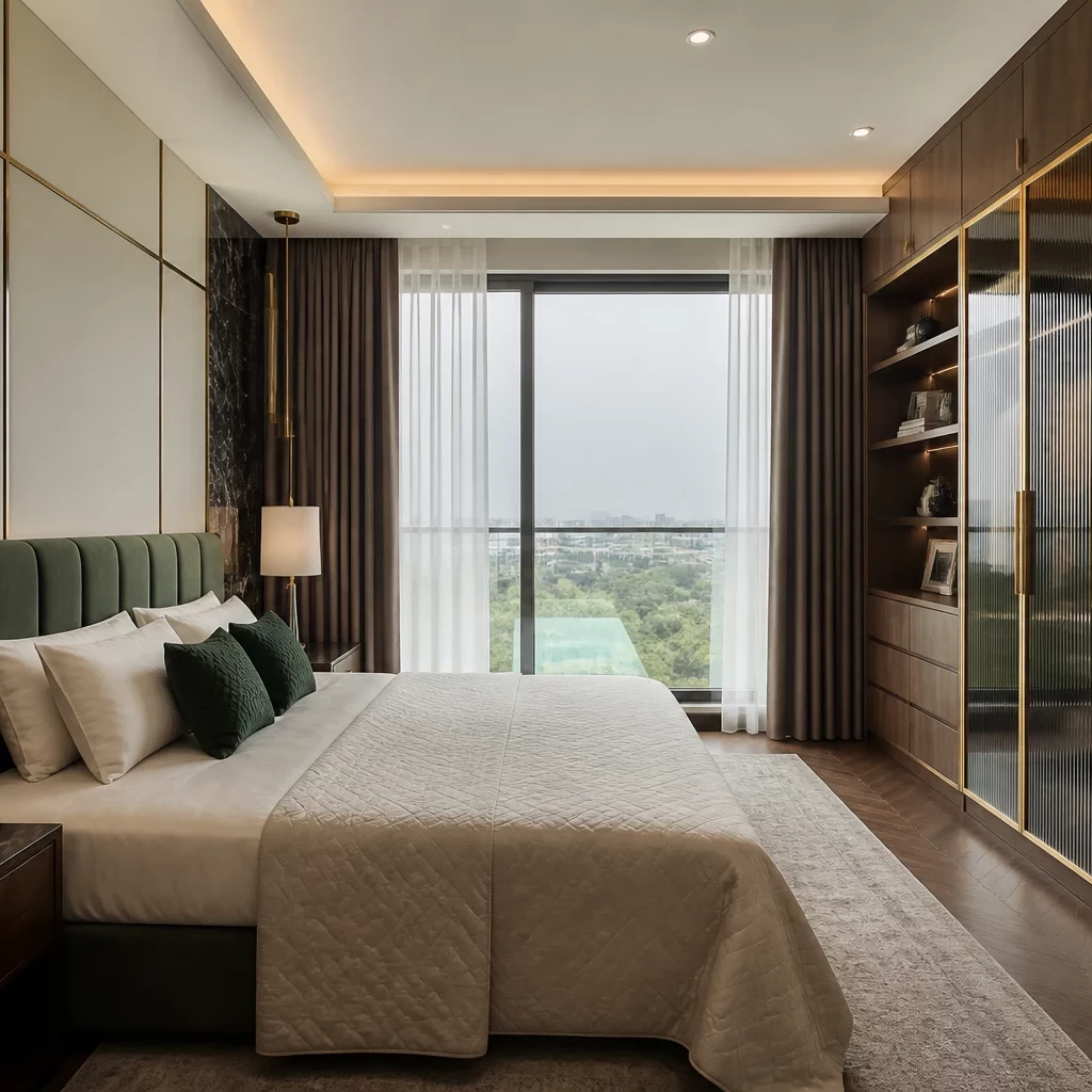 Bố trí giường ngủ trong phòng ngủ chung cư đẹp