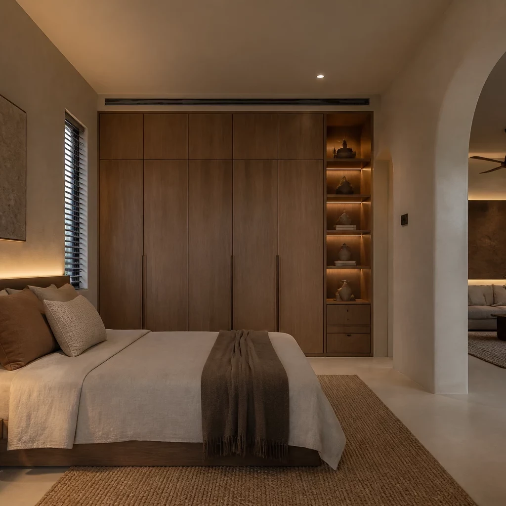 Thiết kế phòng ngủ chung cư phong cách Wabi Sabi