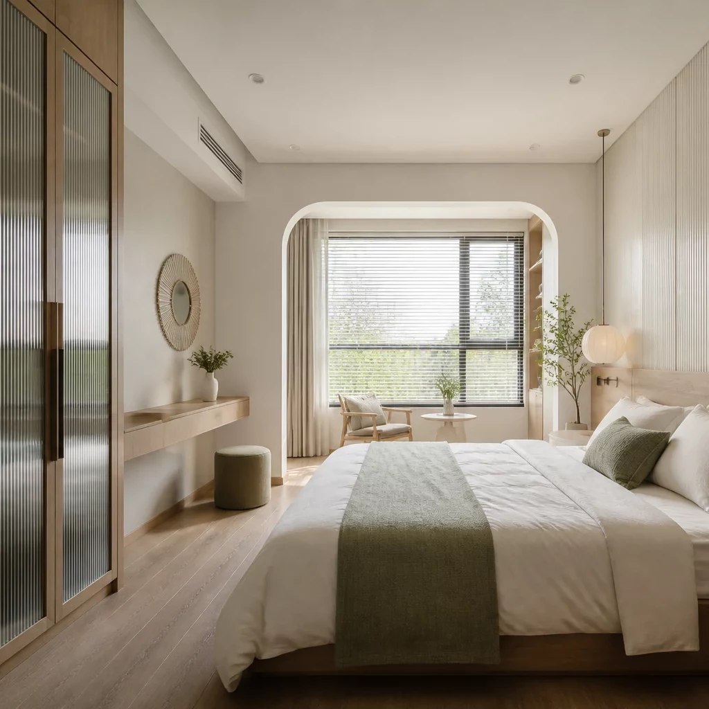Nội thất phòng ngủ chung cư phong cách Japandi