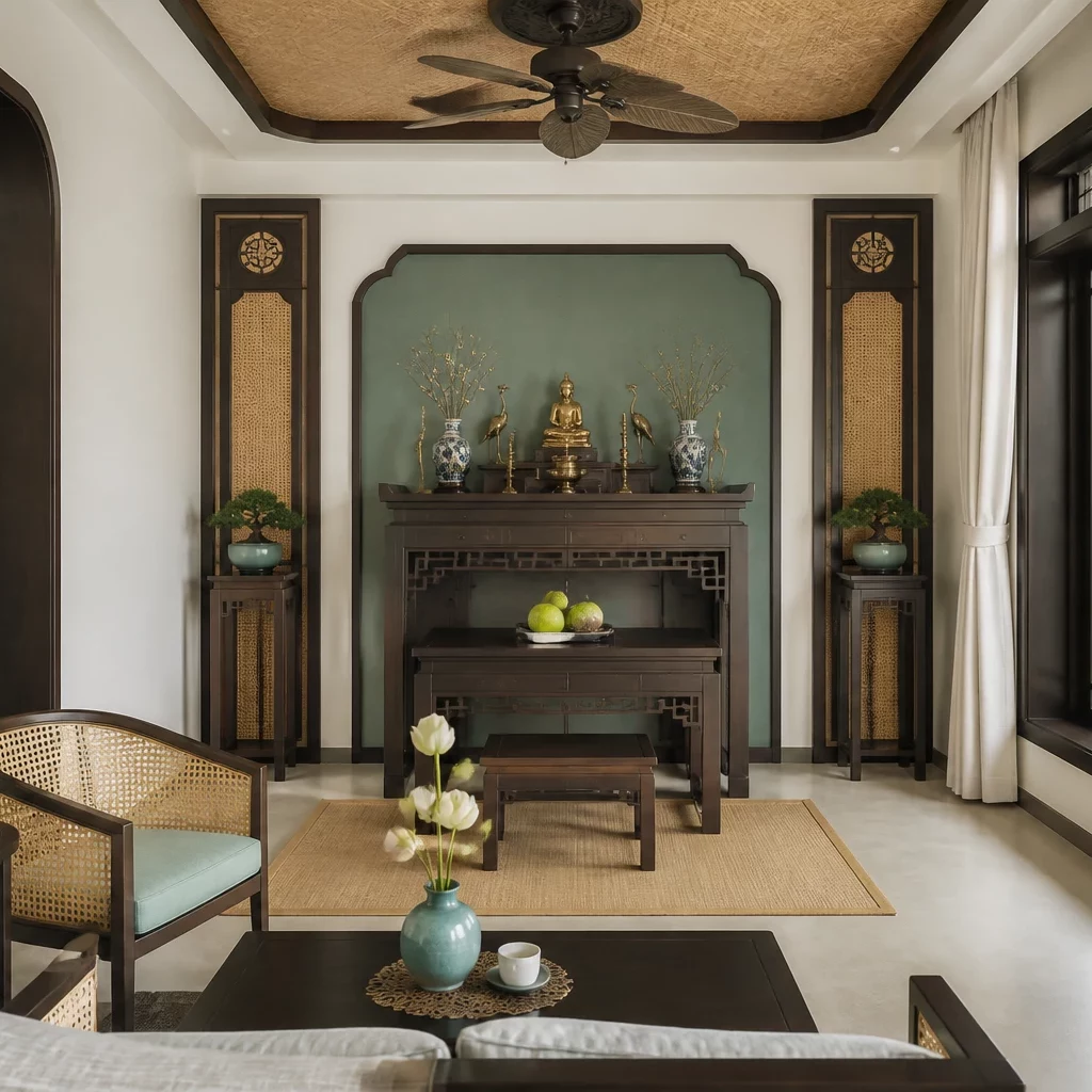 Phòng ngủ chung cư cao cấp phong cách Indochine
