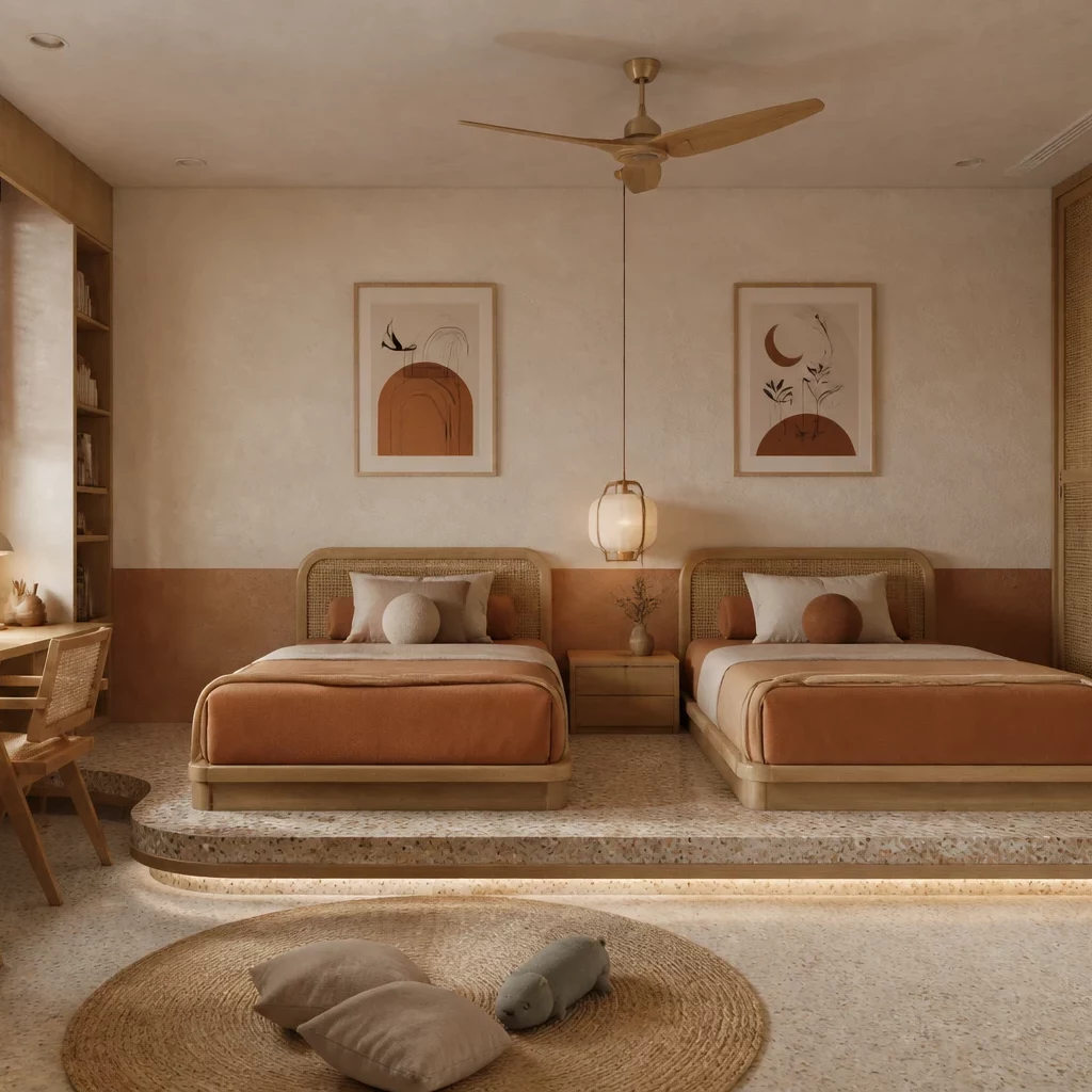 Thiết kế phòng ngủ đẹp cho nữ phong cách Wabi Sabi tinh tế