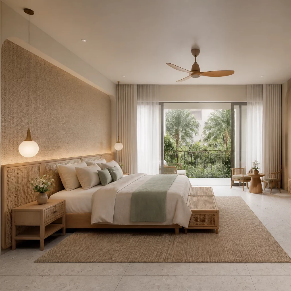 Thiết kế phòng ngủ đẹp cho nữ phong cách Japandi tinh tế