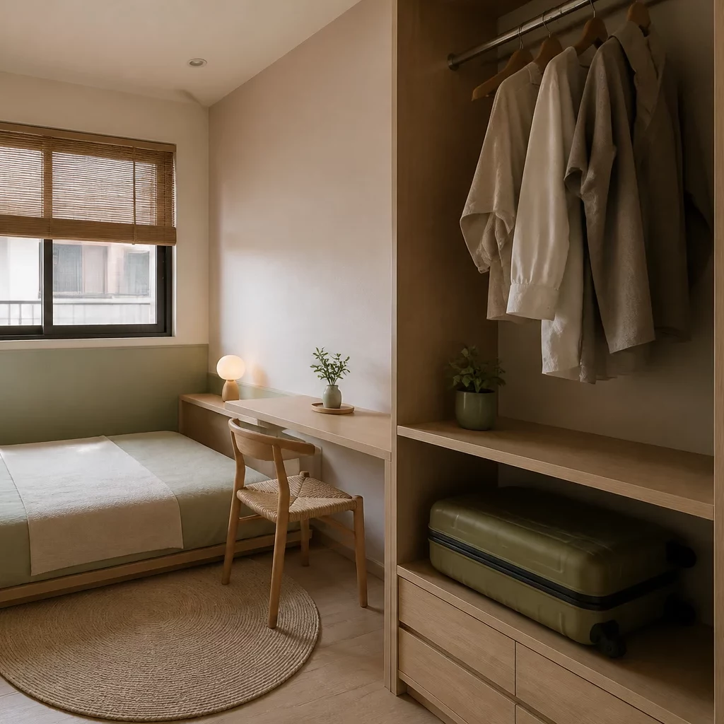 Thiết kế phòng ngủ đơn giản phong cách Japandi