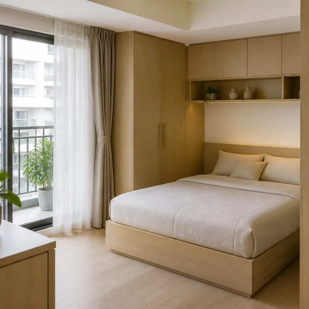 Studio với phòng ngủ đẹp đơn giản